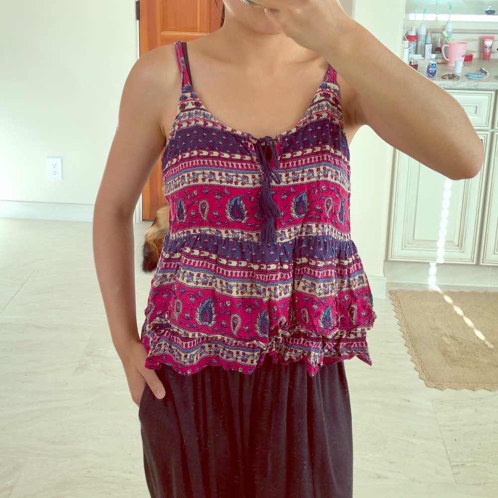 Forever 21 Floral Tank Top with Unique Crochet